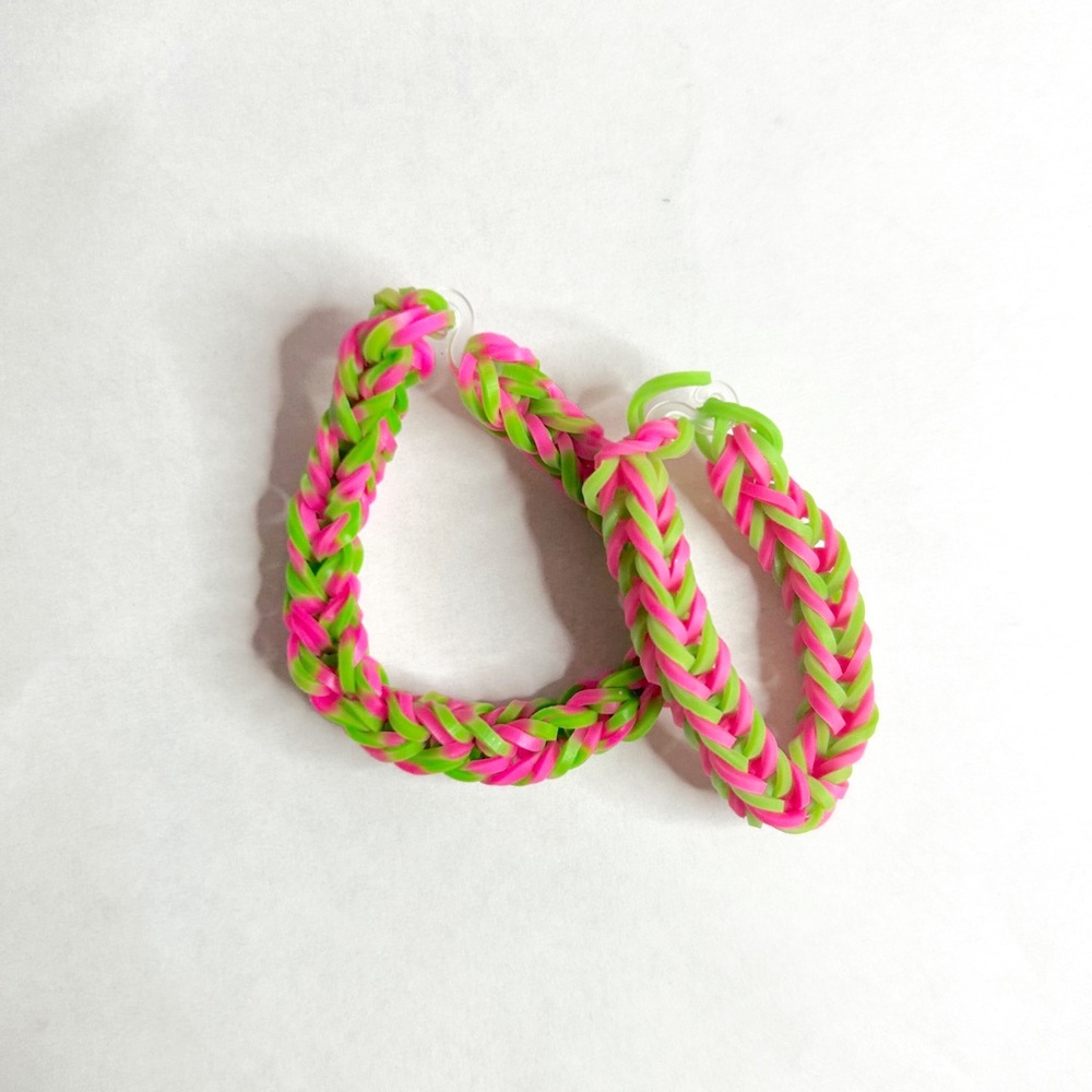Watermelon Kids Pink & Green Rainbow Loom Braclet Kids Strechy Set Of 2 Pack Kid